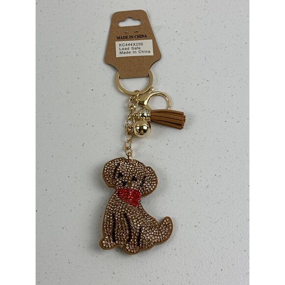 Sparkly Bling Dog Keychain With Tassel & Bells - Picture 2 of 4